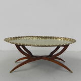 Moroccan brass tray table, ca 1950