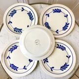 set of 5 dessert plates in Terre de Fer Salins model Jenny early 20th century