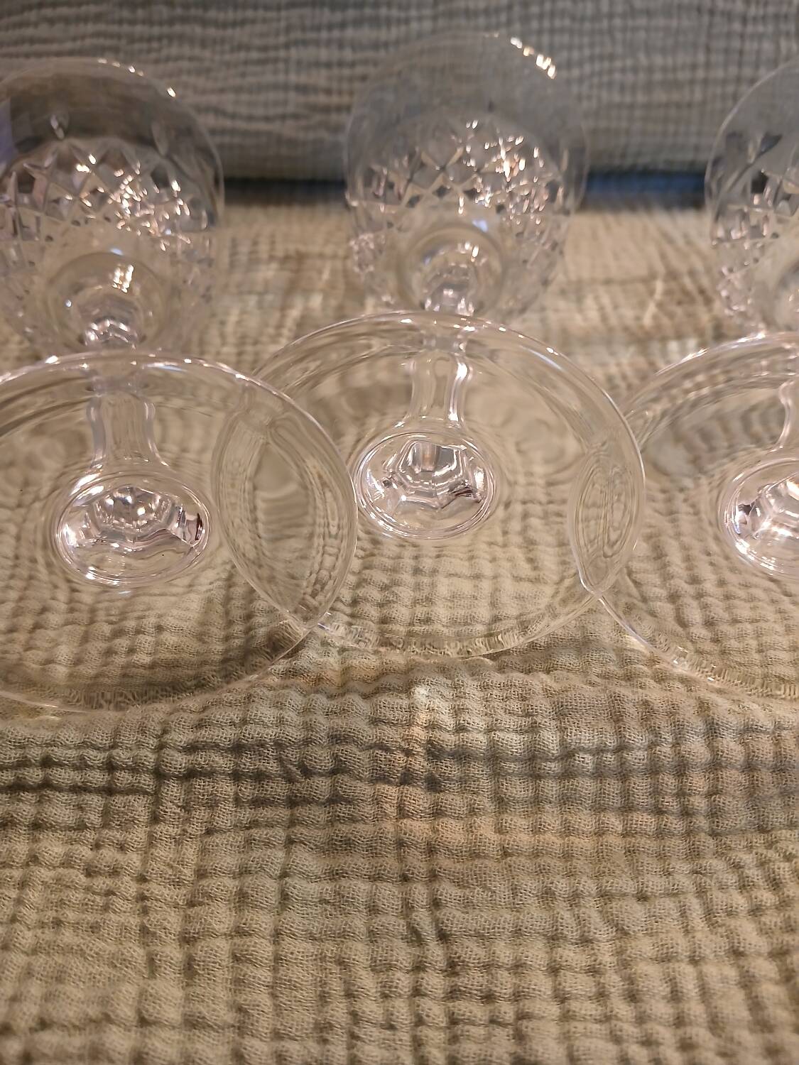 3 antique crystal stemmed glasses