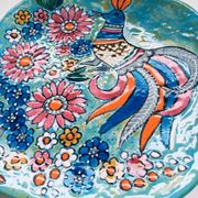 French hand-painted art pottery charger dish by Marjatta Taburet, Quimper, 1960s.