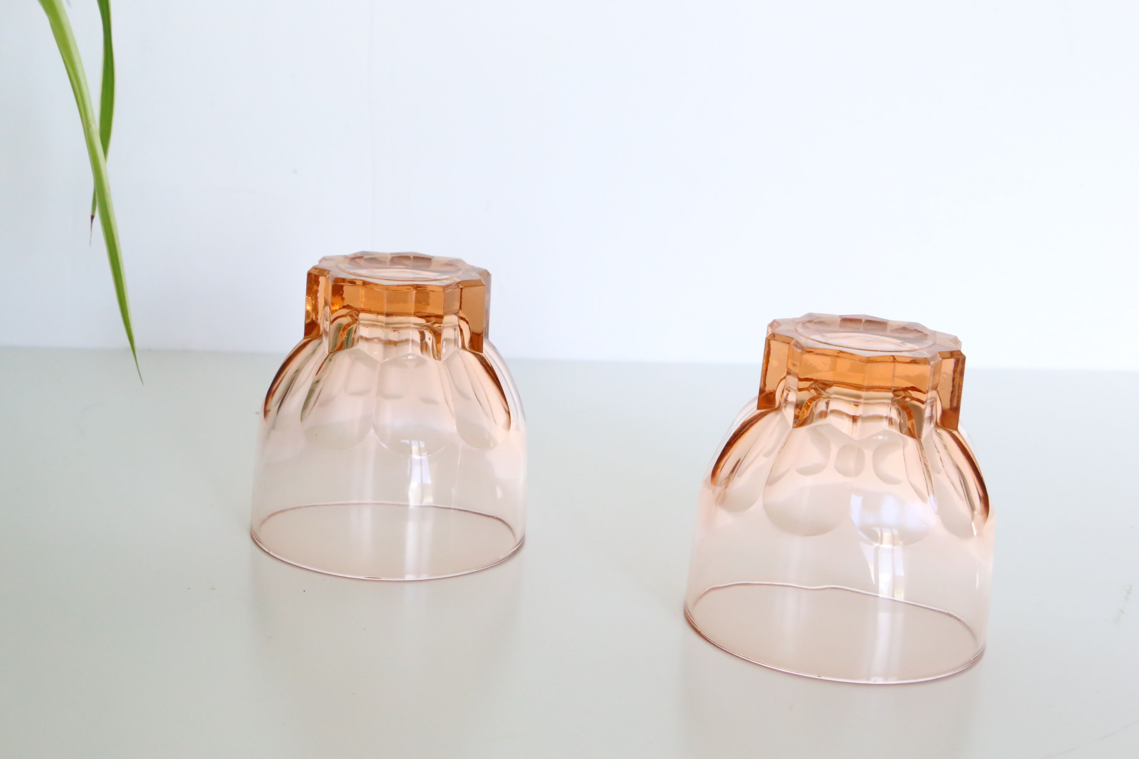 Duo of pink water glasses, 1950
