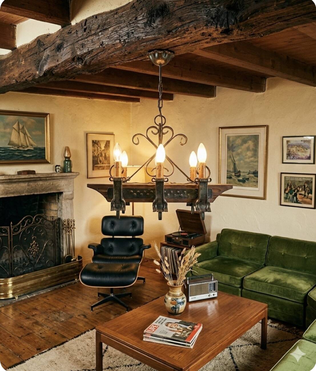 Rustic vintage chandelier from the 1970s.