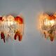 Paire d'appliques verre de Murano orange, Italie, 1960