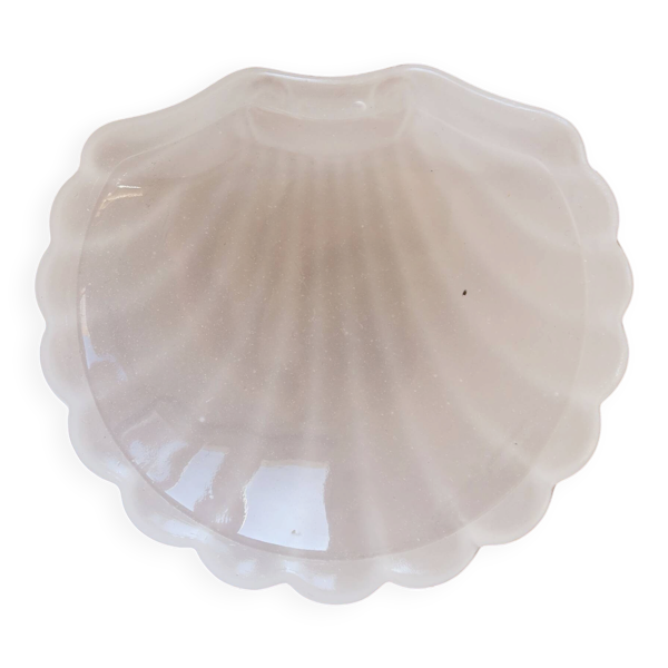 Coupelle vintage coquillage en verre moulé blanc