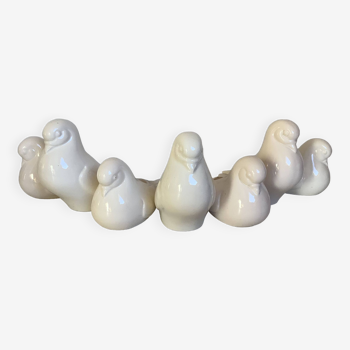 Seven dove bird candle holders