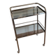 Trolley on wheels in chromed metal and smoked glass, 1970