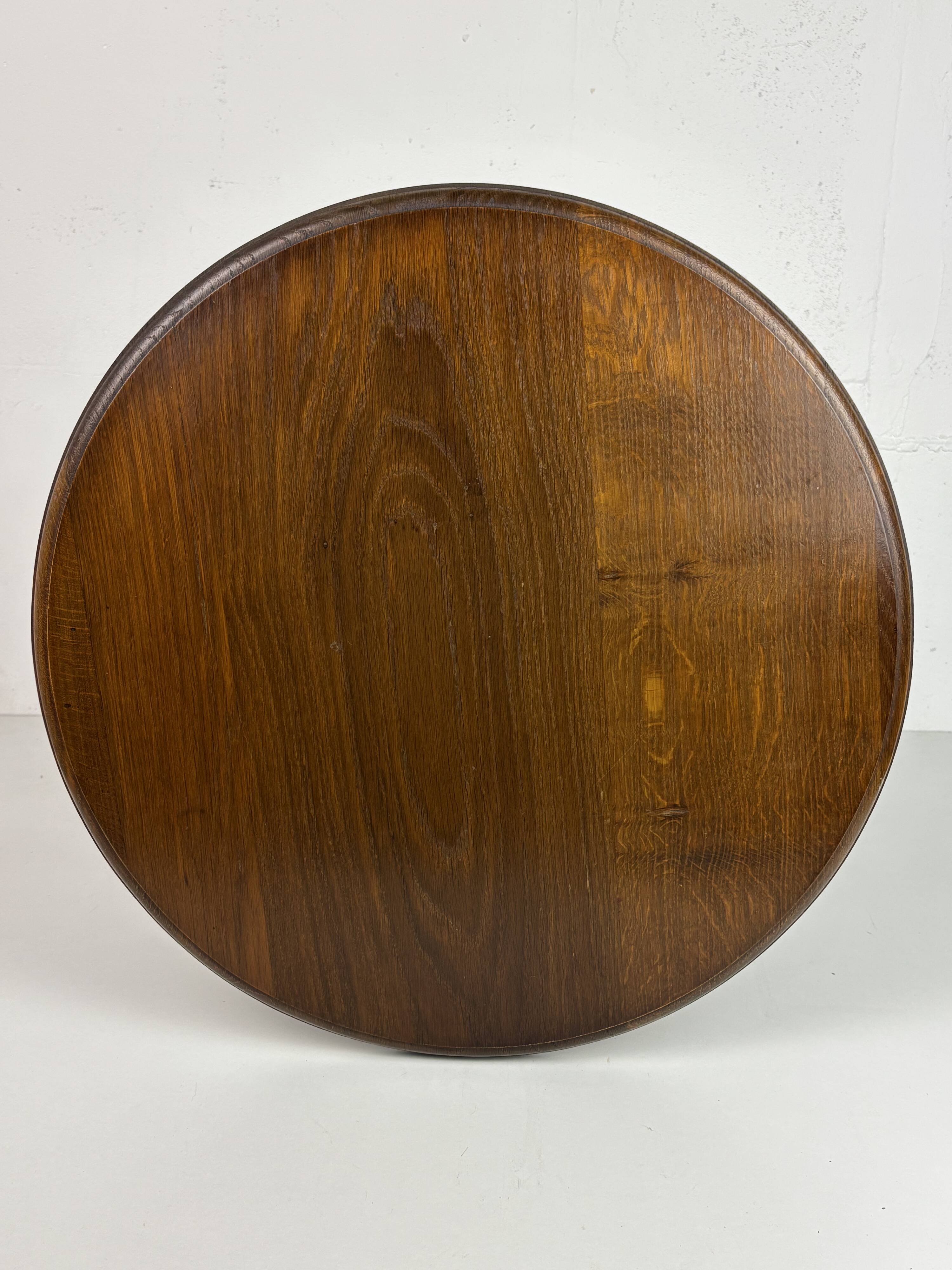 Brutalist Wood Turned Wine Press Side Table, Charles Dudouyt style, 1950s
