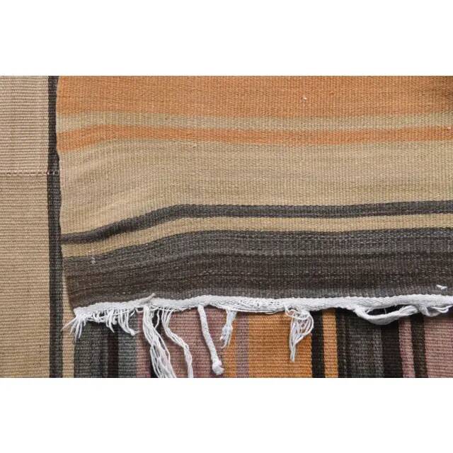 Vintage Turkish Hand-Knotted Wool Cotton Orange Kilim Runner Rug 127x391