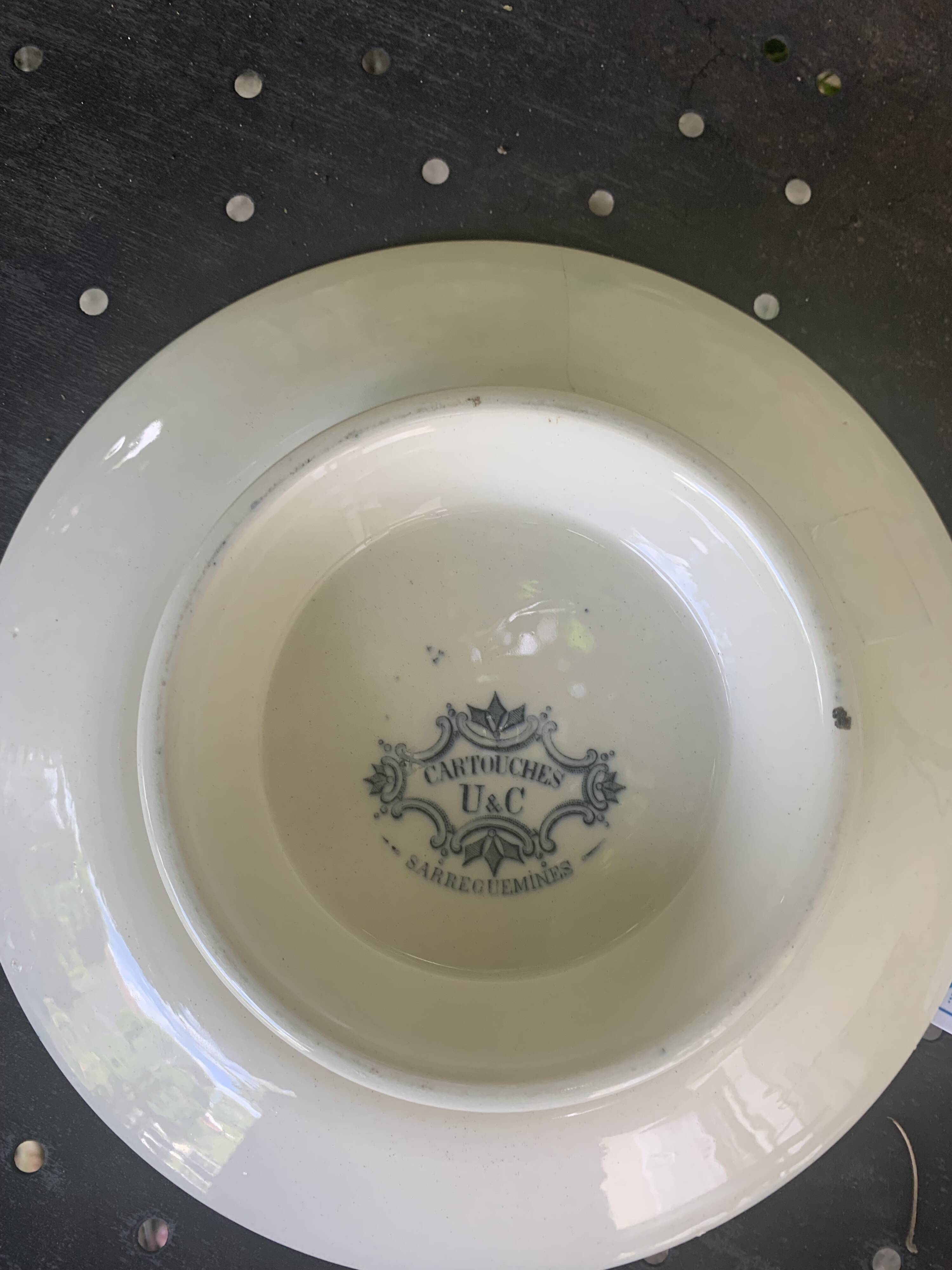 Compotier in earthenware, cartridge model, sarreguemines, u & c, made in france, art deco