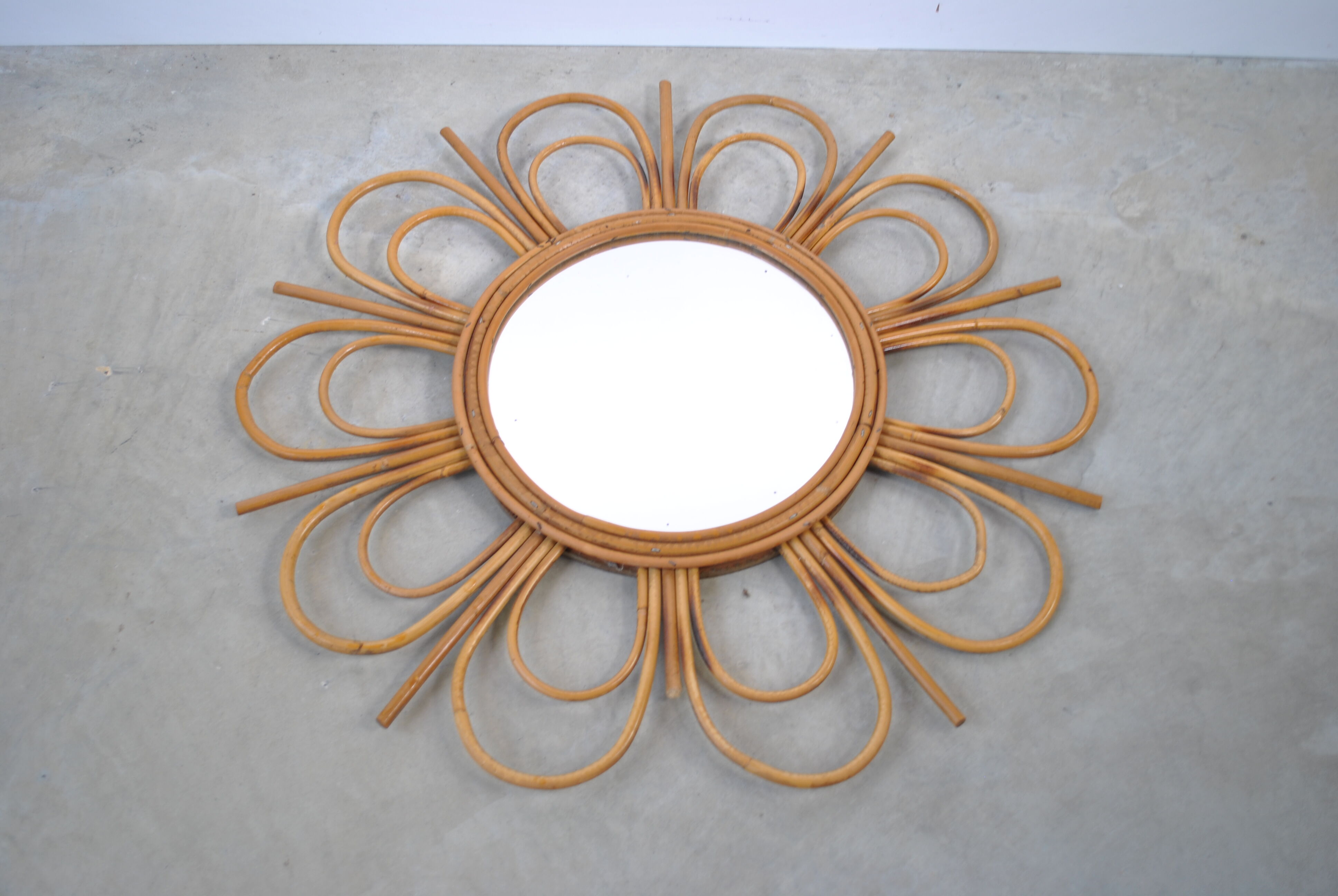 Rattan mirror 1960 58cm