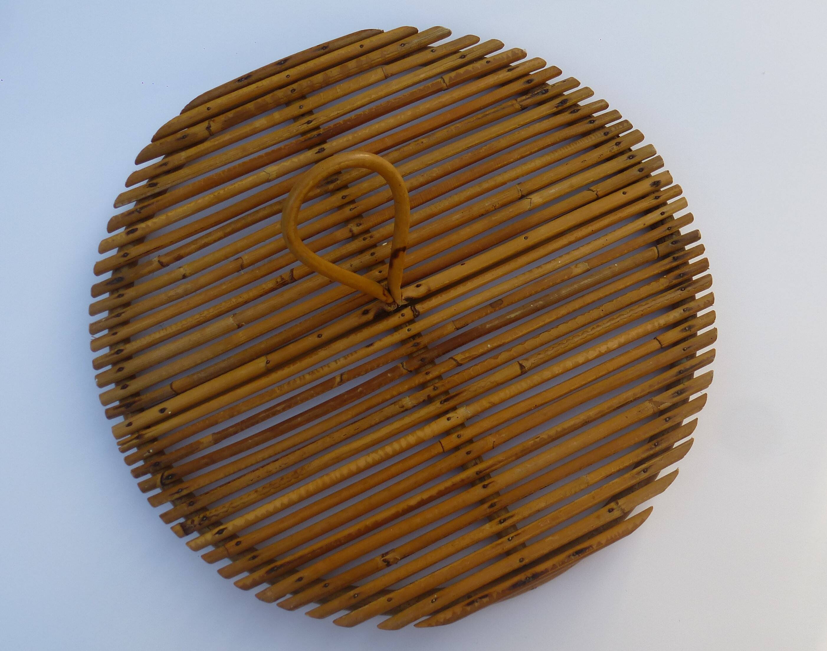 Rattan tray, vintage 1970