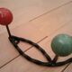 Wrought iron coat rack and wooden balls 5 hooks