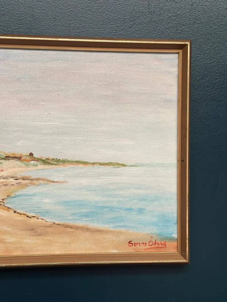 Original Swedish Oil on Canvas - "Côte" by Svan Öberg - Signed - Vintage and Framed - 49 x 38 cm (19.3" x 15")