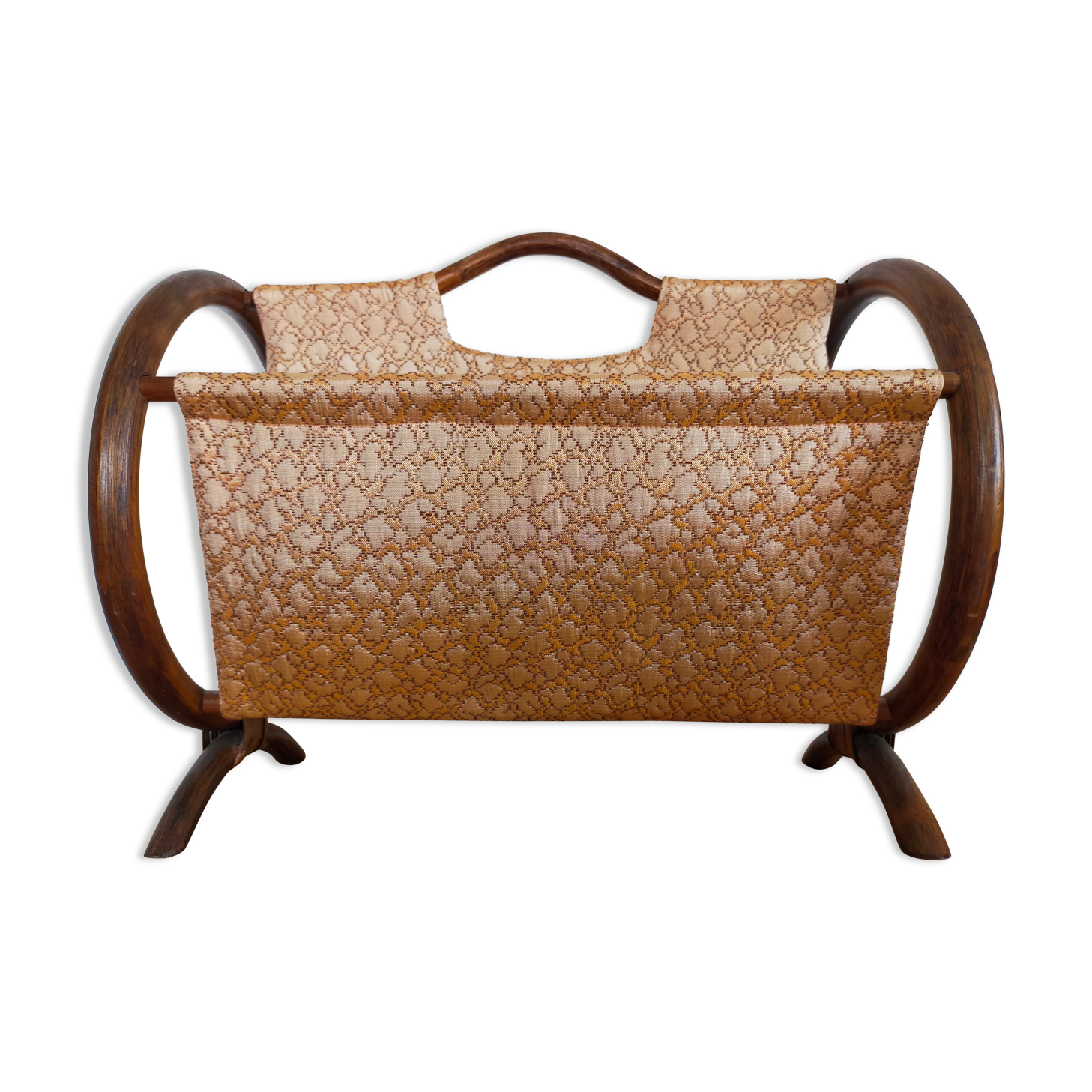 Magazine holder in rattan and vintage fabrics