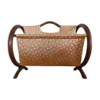 Magazine holder in rattan and vintage fabrics