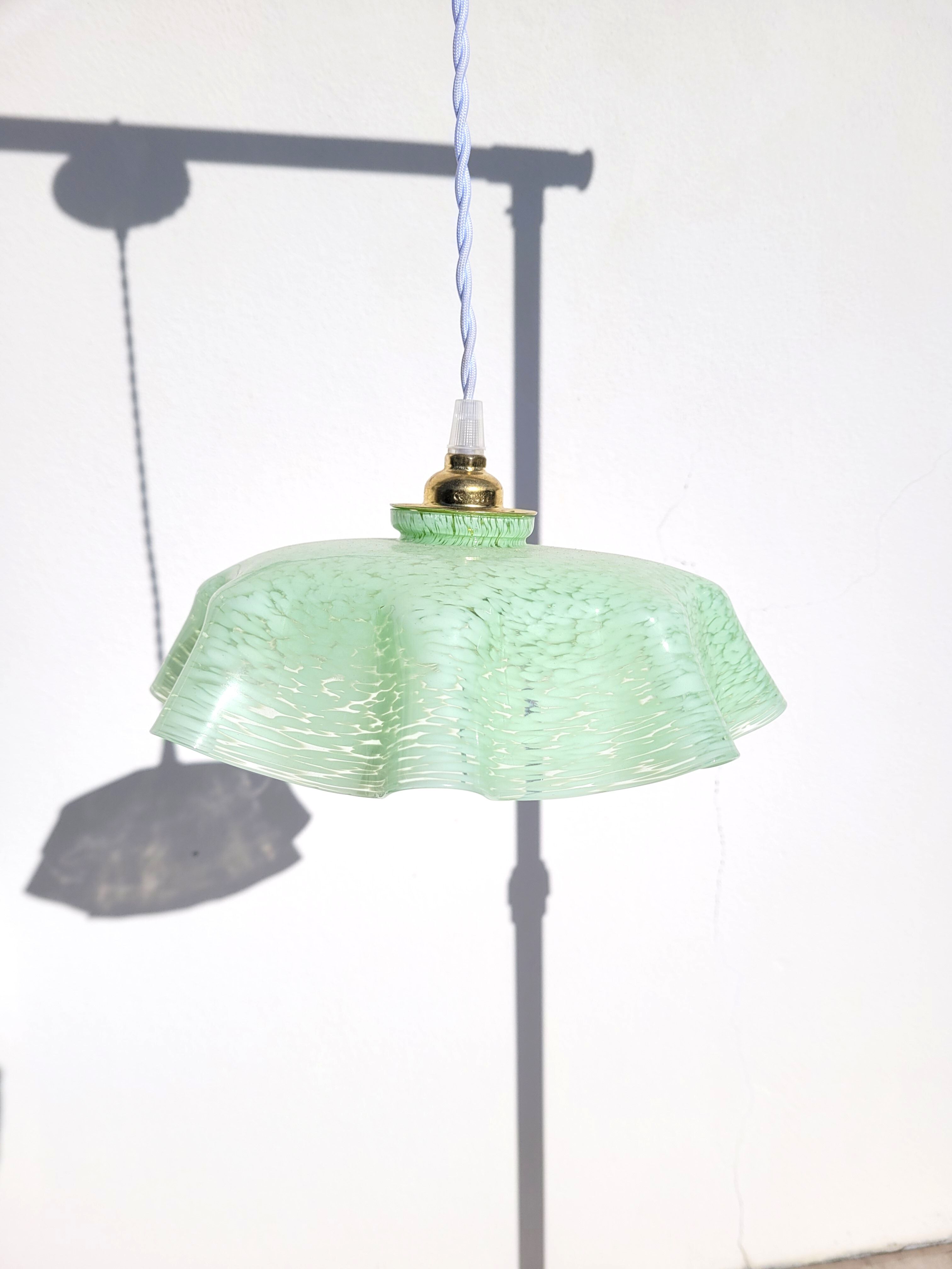 Vintage Clichy porcelain pendant lamp