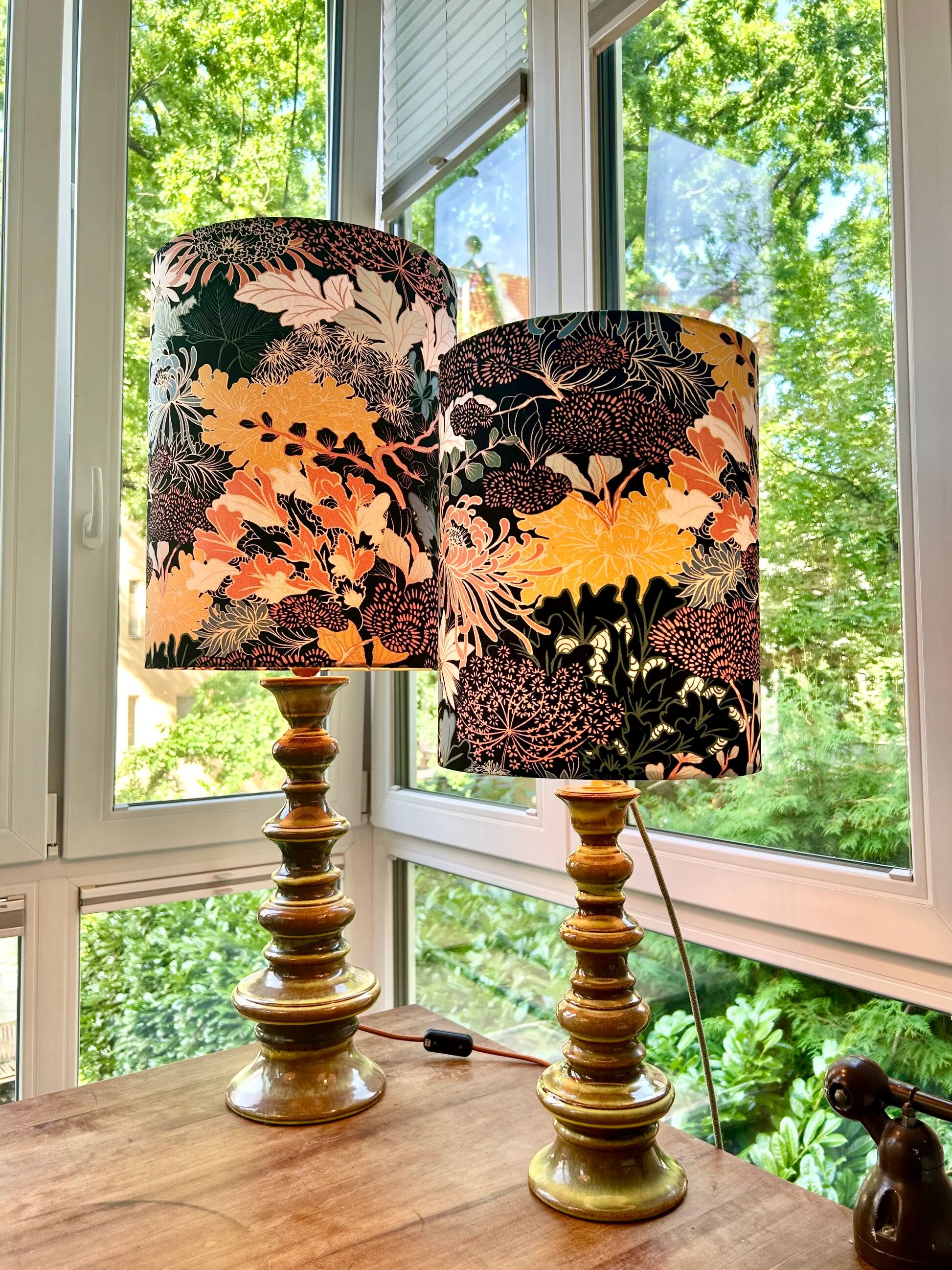 Lampe Fat Lava en forme de pagode Space Age avec glaçure verte dégradée