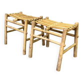 2 vintage stools in bamboo and rattan from the 1960s in Riviera style.