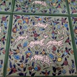 Vintage top with azulejo tiles and light wood frame