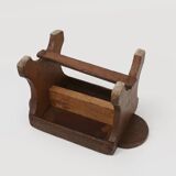 Tabouret bas rustique français en bois peint, vers 1900