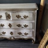 White patinated chest of drawers Louis XV style