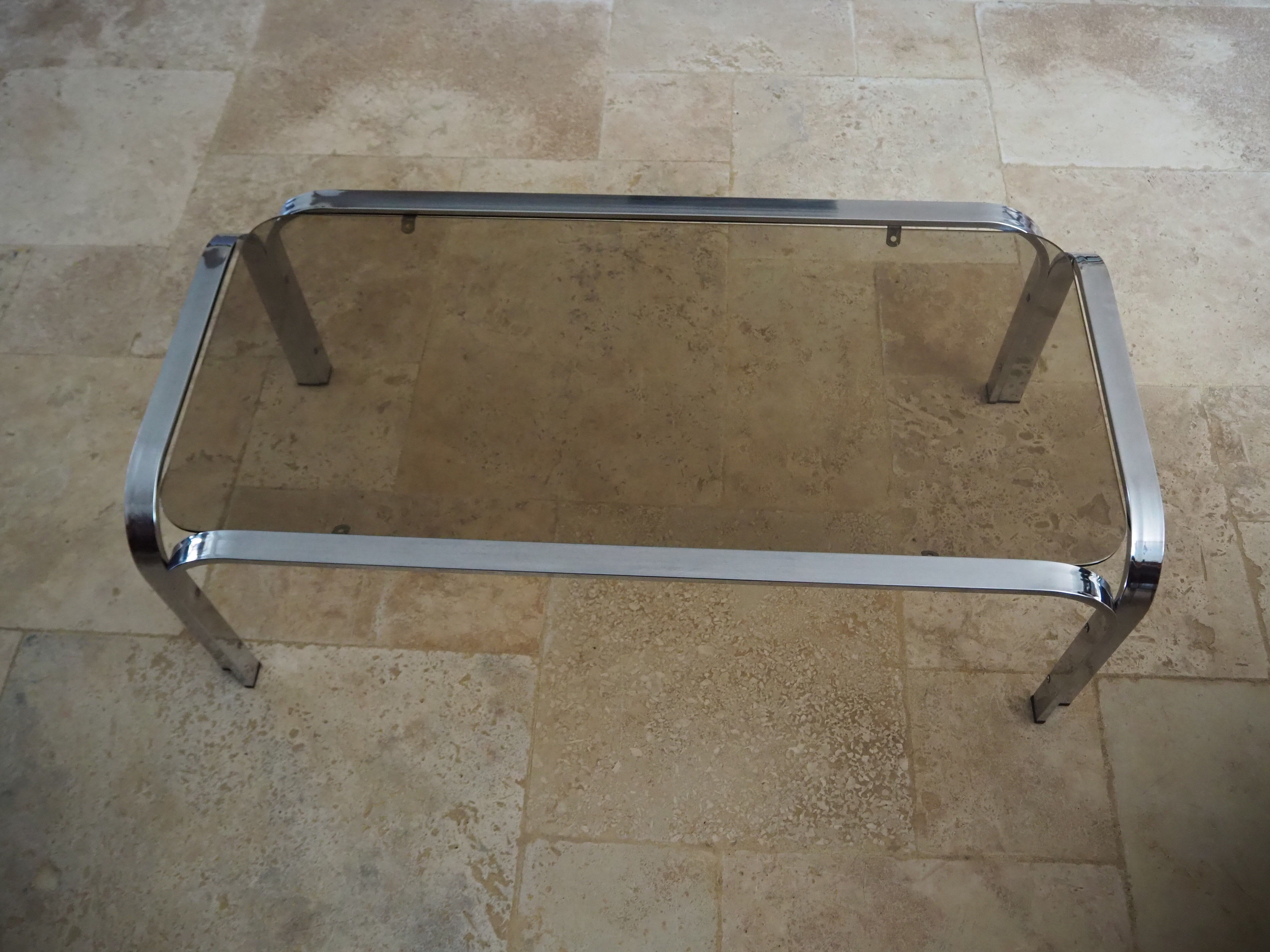 Chrome coffee table and smoked glass