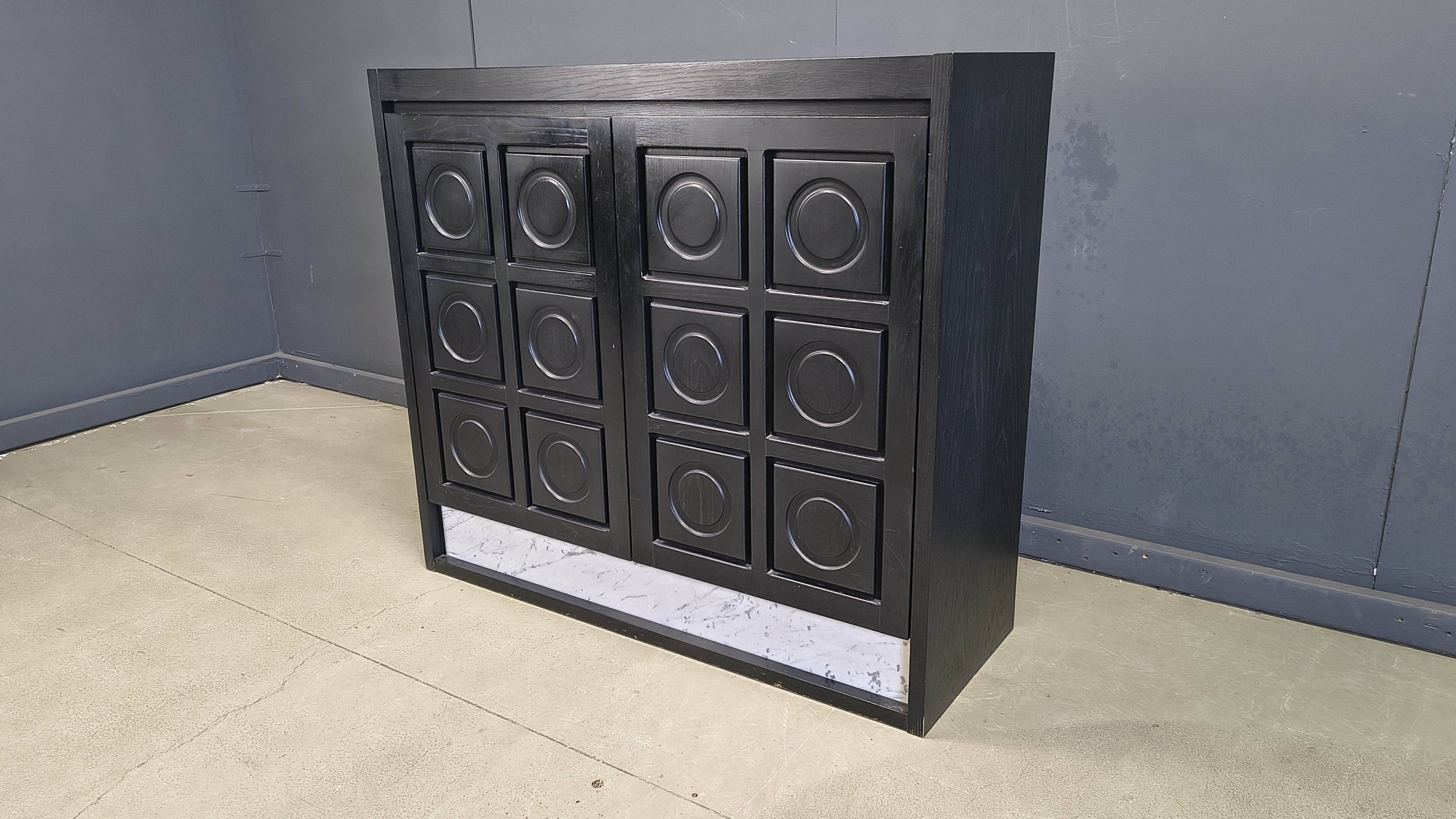 Black brutalist bar cabinet, 1970s