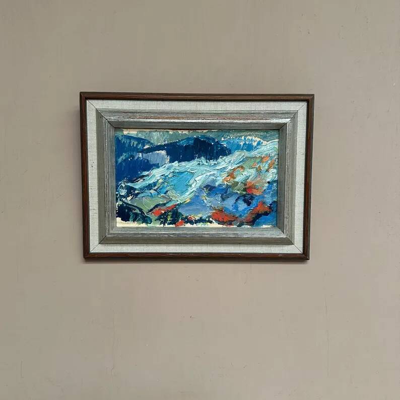 Oil on panel original Swedish - "Landscape" by Greta Liljeblad - Signed - vintage and framed - 30 × 22 cm (11.8" × 8.7")