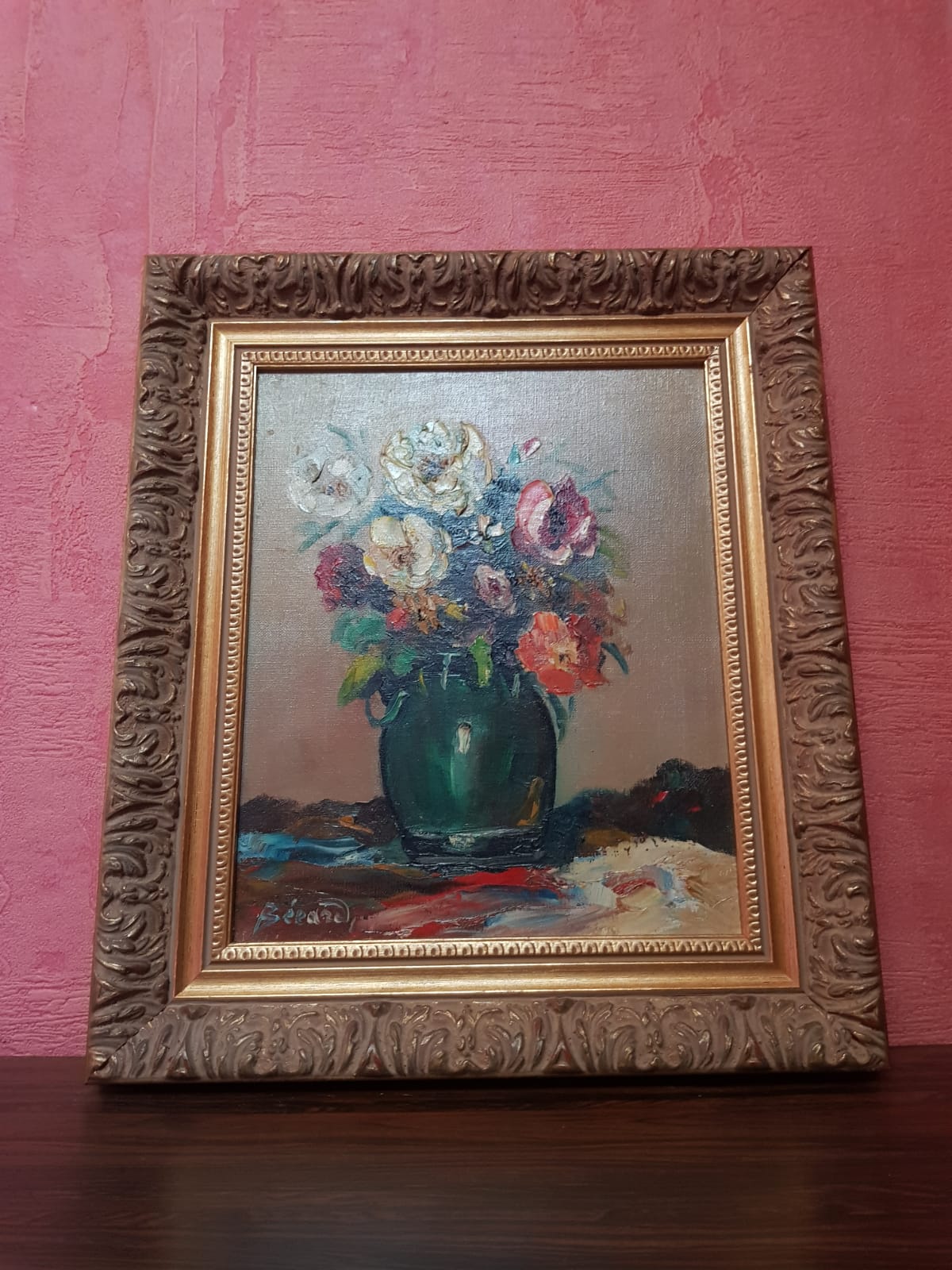 Old painting bezard bouquet of flowers