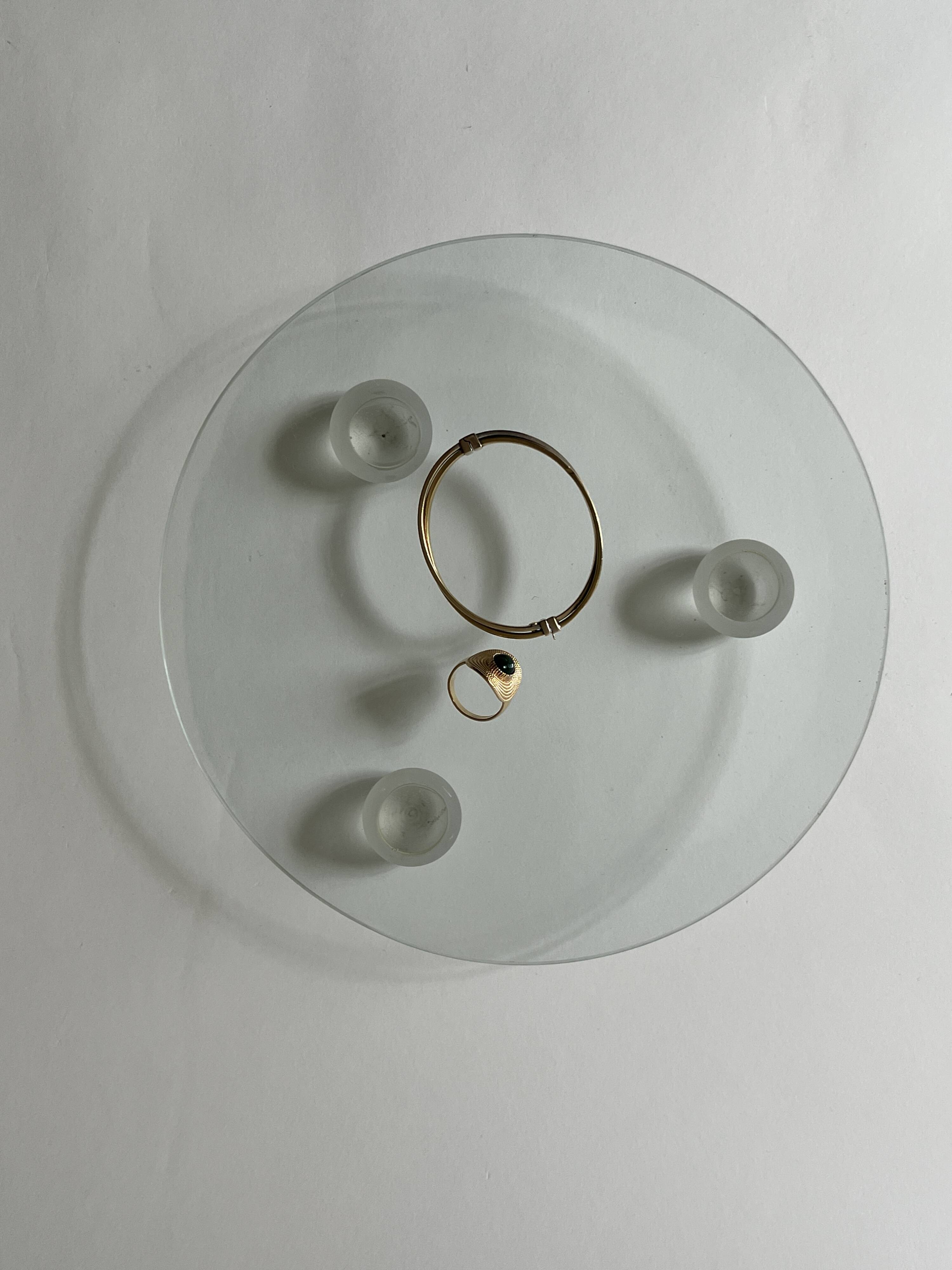 Large Italian glass and spherical frosted glass empty pocket, 1970 design