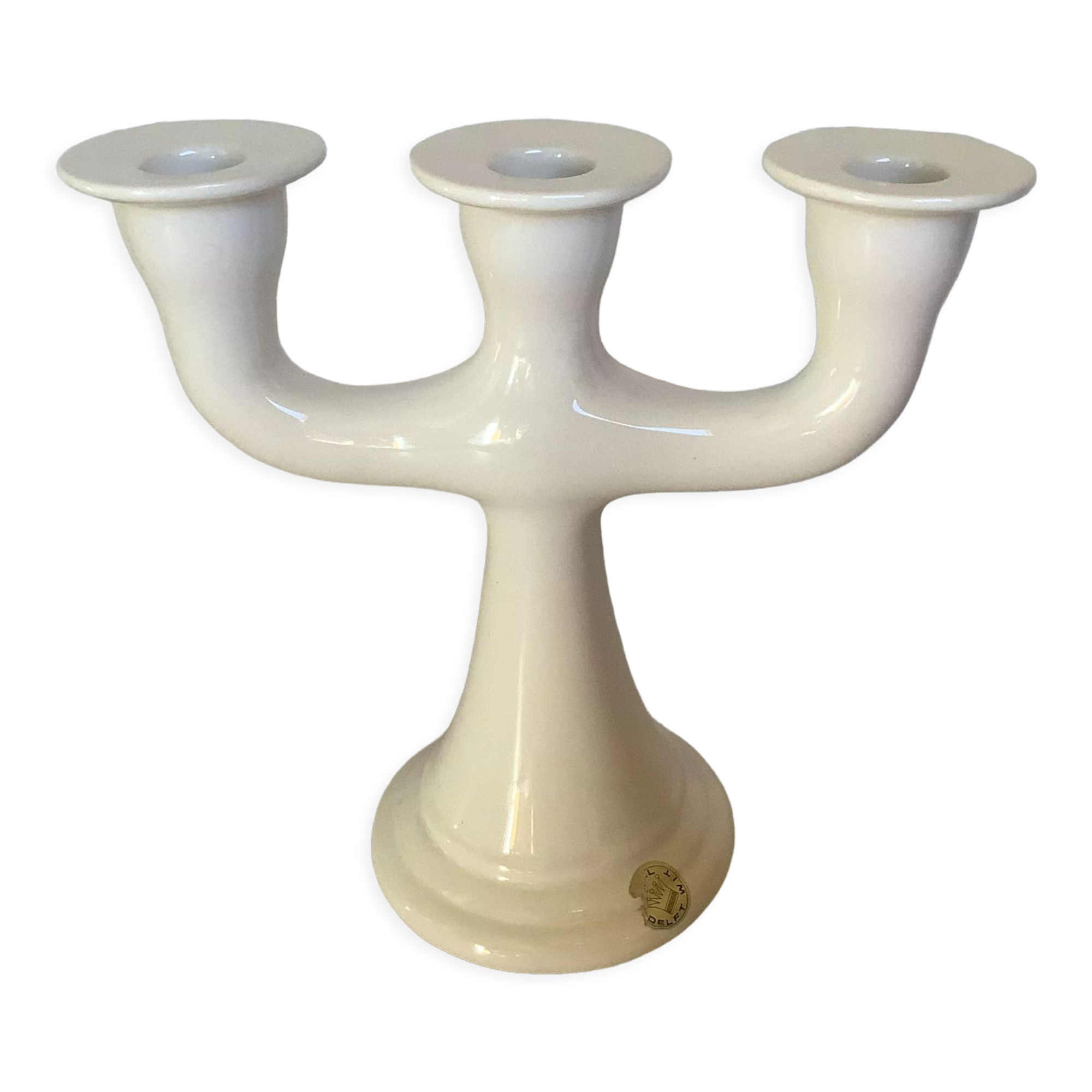 Candelabra candle holder delft wit