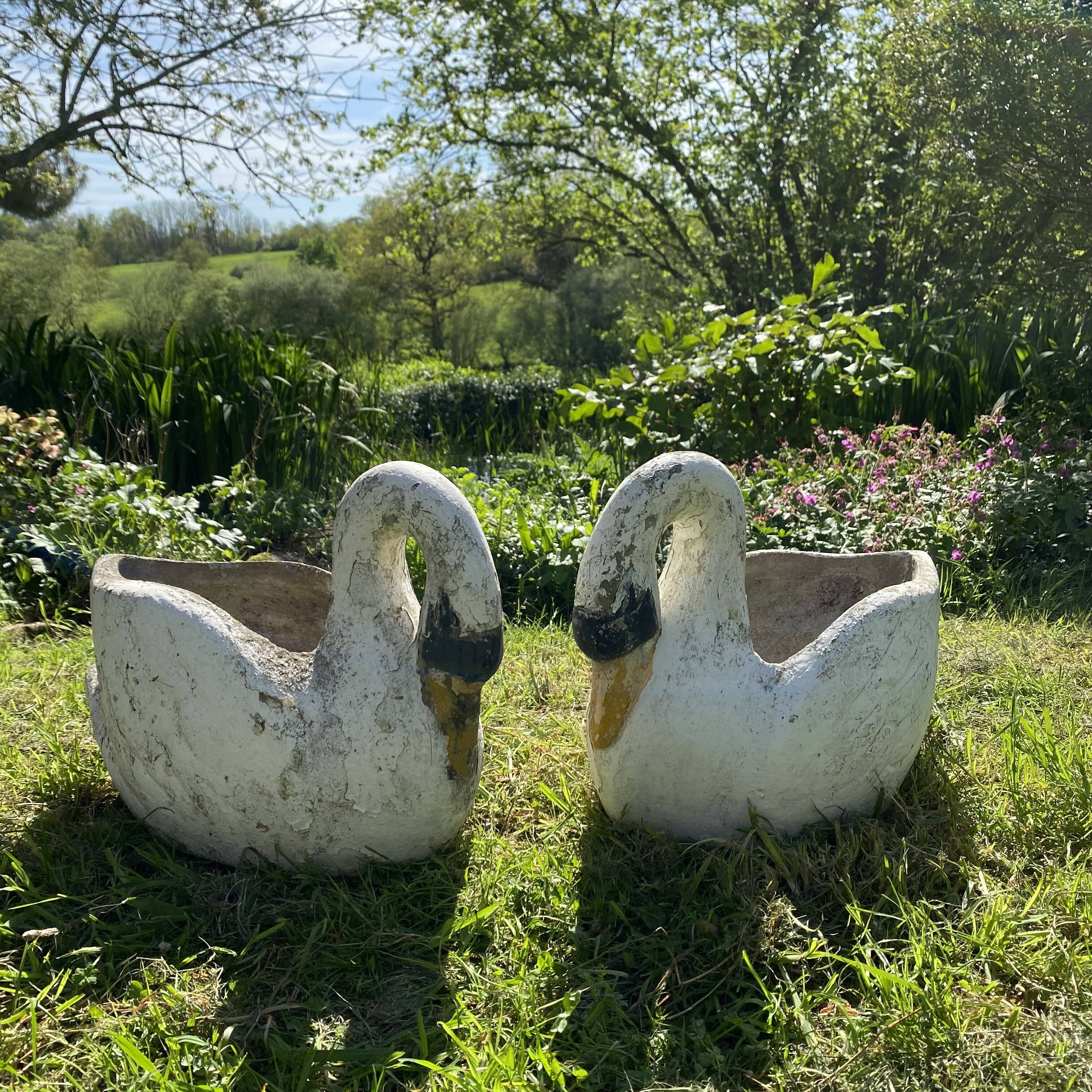 Pair of concrete planters, 1960s