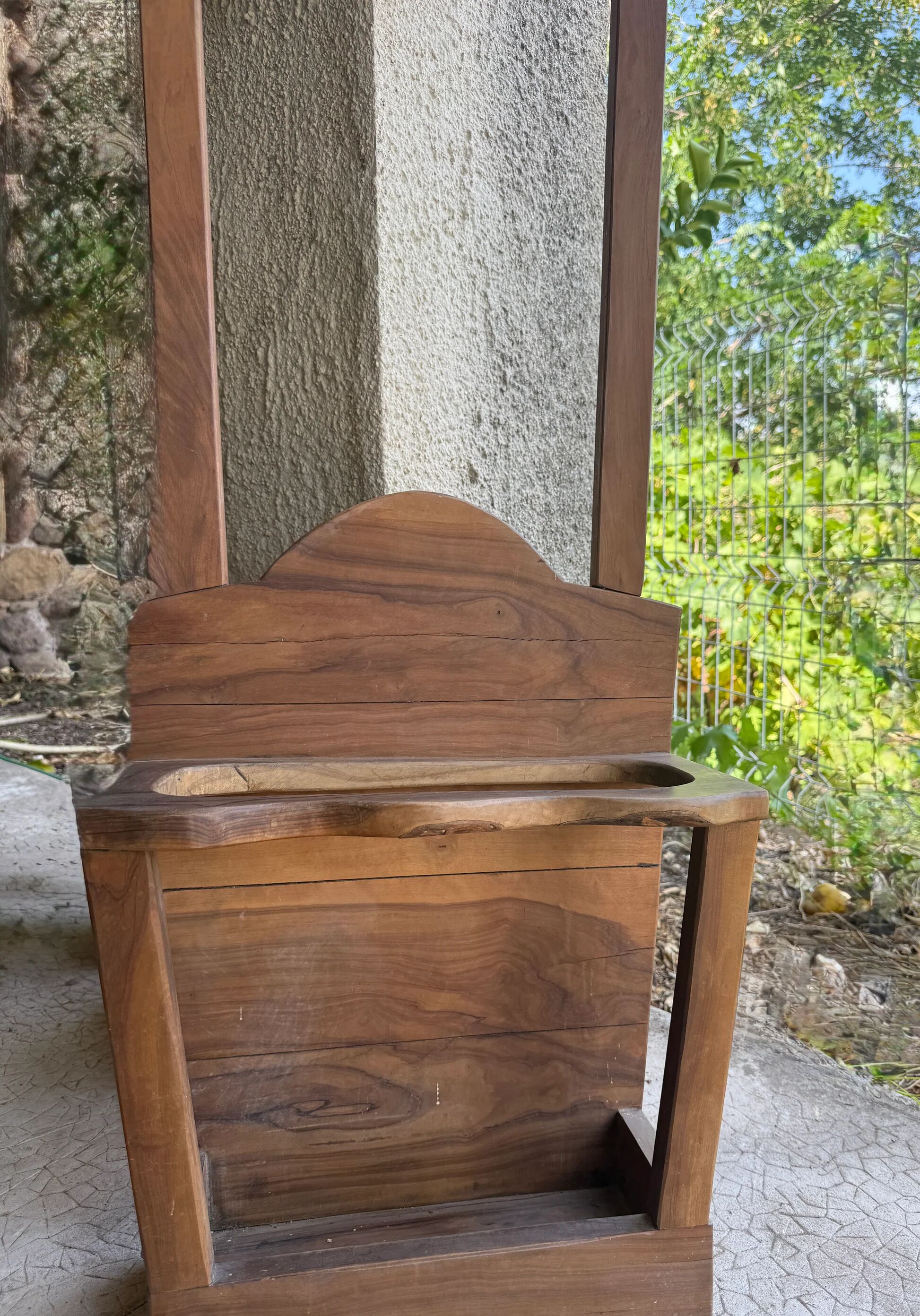 Coat rack / coat stand and umbrella stand in olive wood