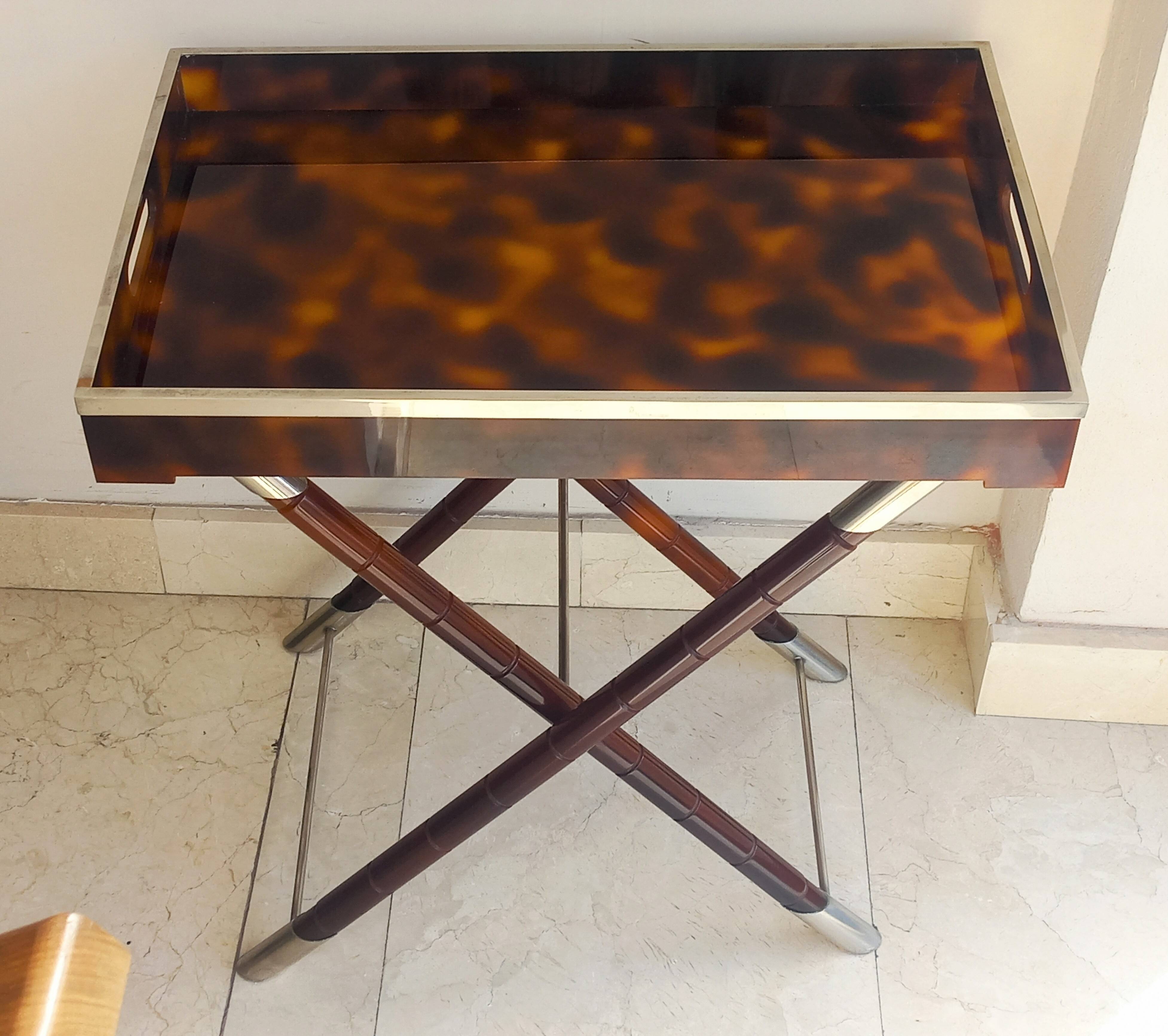 Faux tortoise shell serving tray