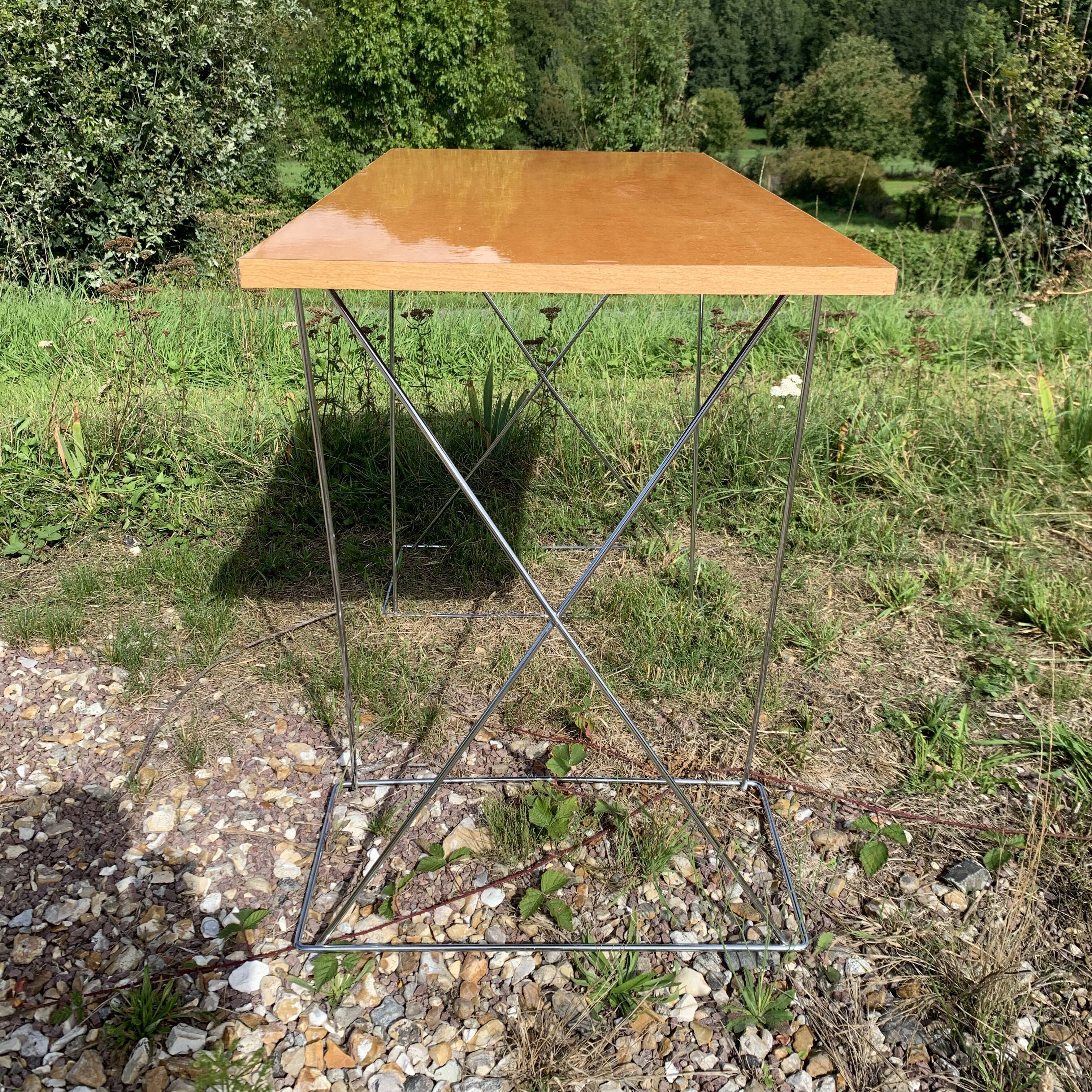 Office chrome trestles and magnifying glass tray
