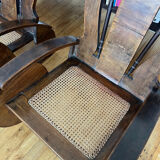Pair of Art Deco armchairs in wood and cane.