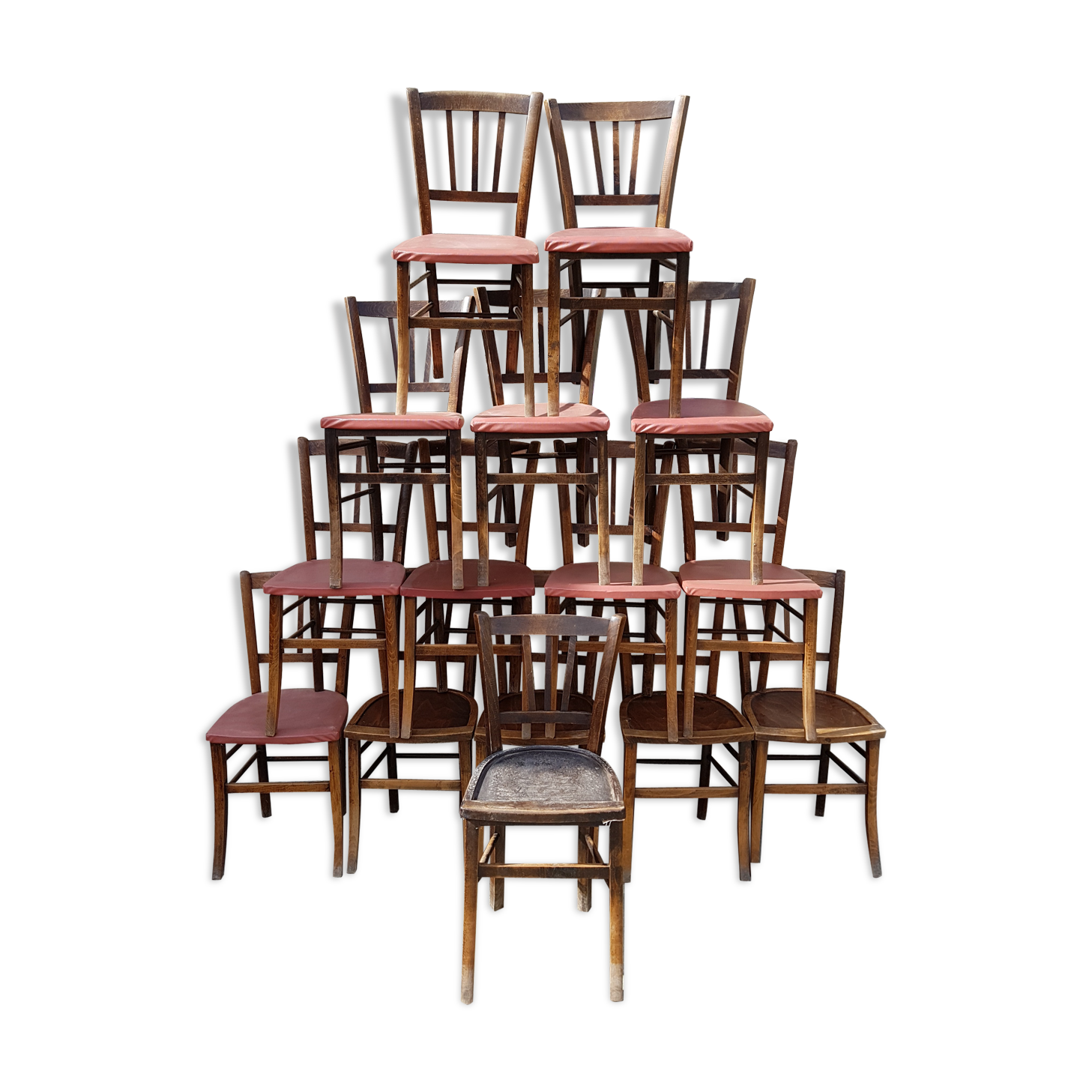 Lot of 15 old bistro chairs