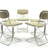Set of 6 vintage design chairs in chrome metal – 1970s