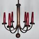 Mid-Century Modern six arms copper chandelier in Gio Ponti style. Italy 195