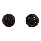 Pair of bronze medallions, Rouget de Lille and J.J. Rousseau