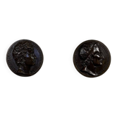 Pair of bronze medallions, Rouget de Lille and J.J. Rousseau