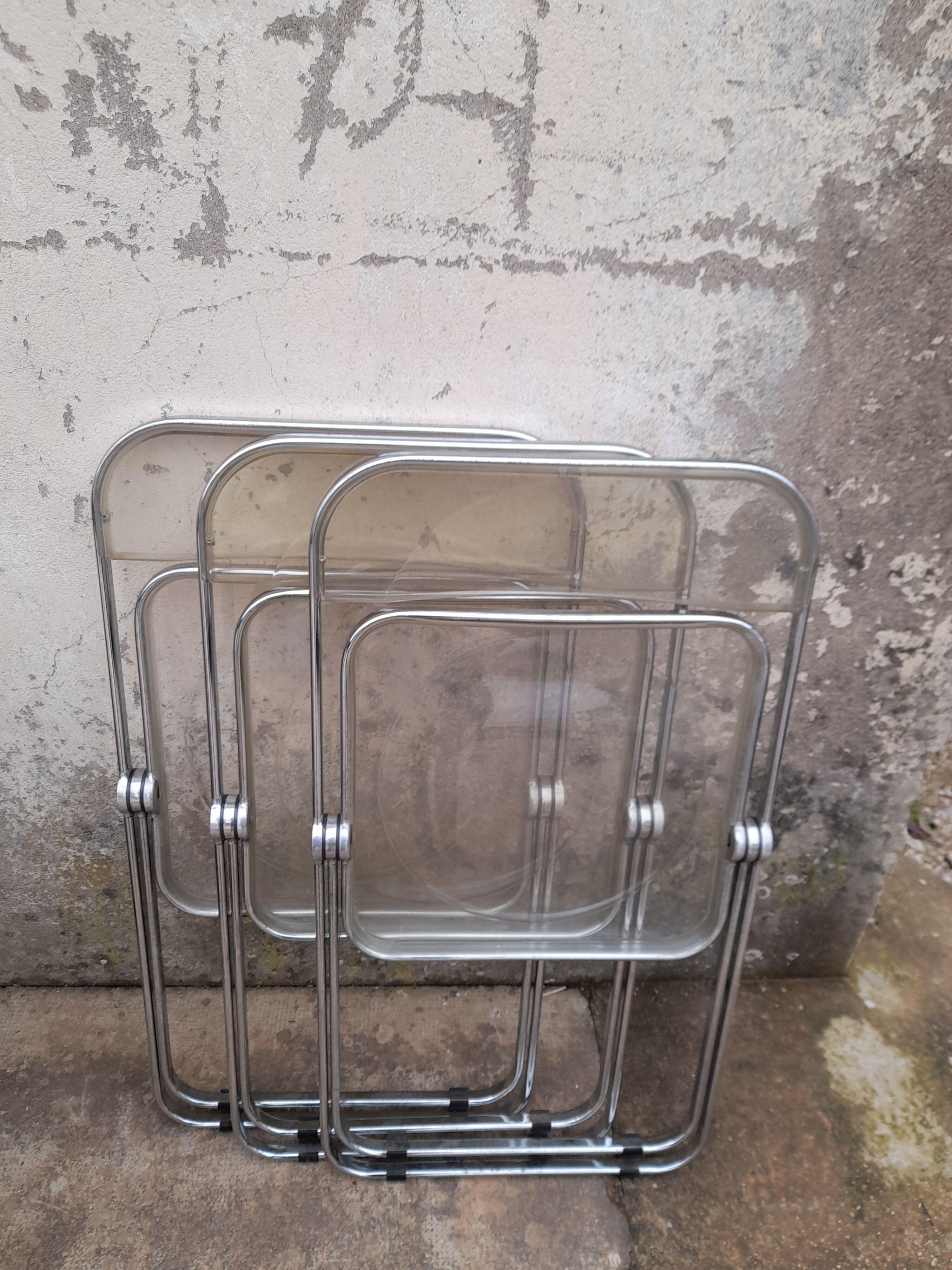 Series of 3 chairs model "plia" by Giancarlo Piretti by Castelli