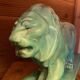 Large Art Deco lion sculpture, in crackled enamel, Peugeot, 1934, Le Jan