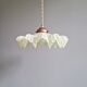 Art Deco pendant light in speckled green and white pleated glass, 1920s-30s.