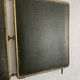 Vintage 1920s triptych barber mirror in gold with green crocodile effect - 37 x 87.