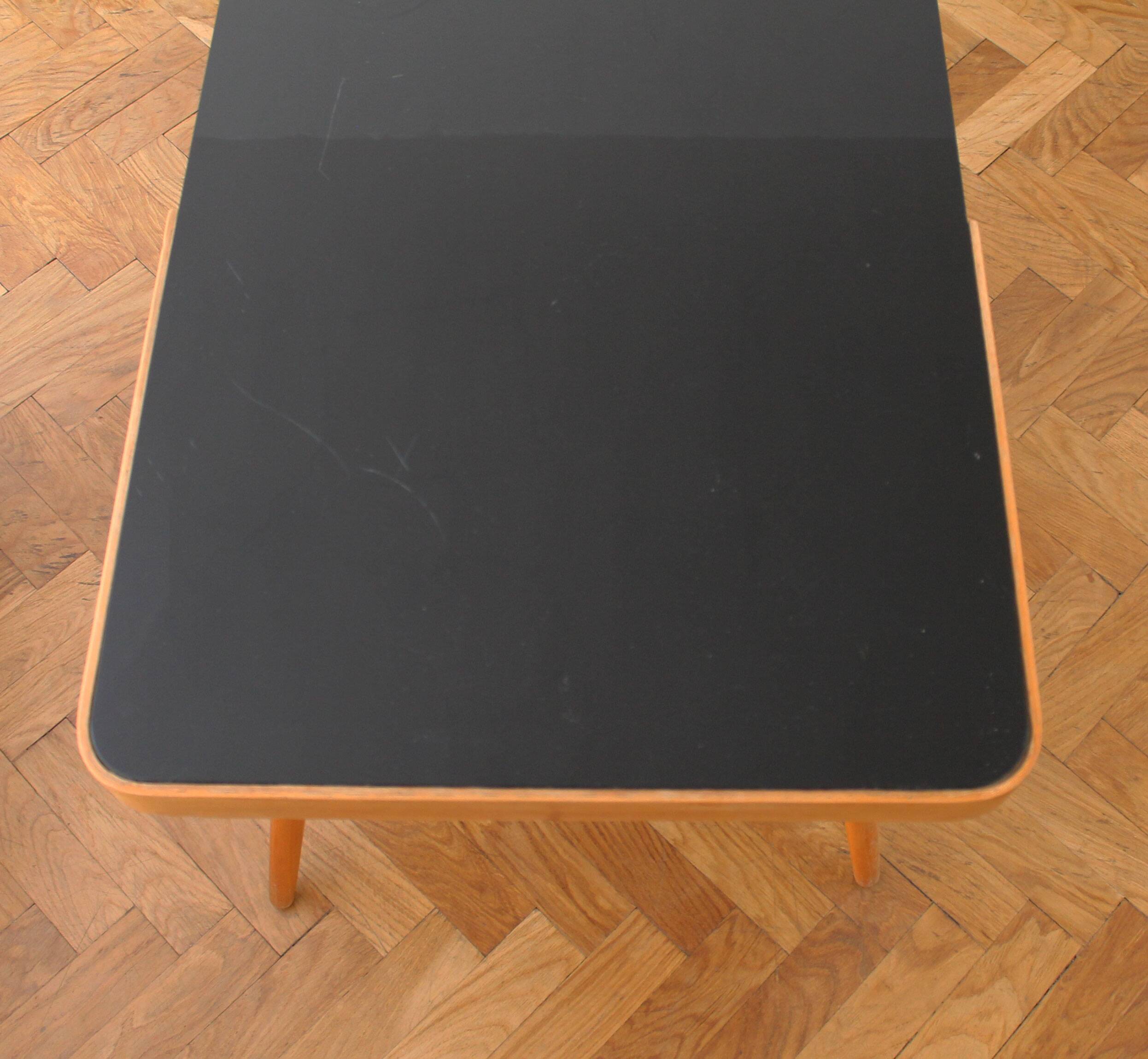1960's Mid Century Coffee Table with a black opaxite glass by Jiri Jiroutek