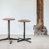 Vintage low stool with star base and pagholz seat