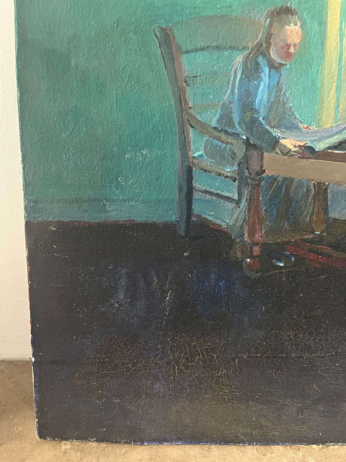 "Face to face with my dog", original oil on canvas