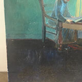 "Face to face with my dog", original oil on canvas