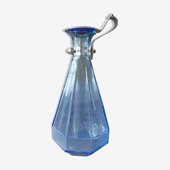 Carafe à absinthe en verre bleu avec son bouchon circa 1900